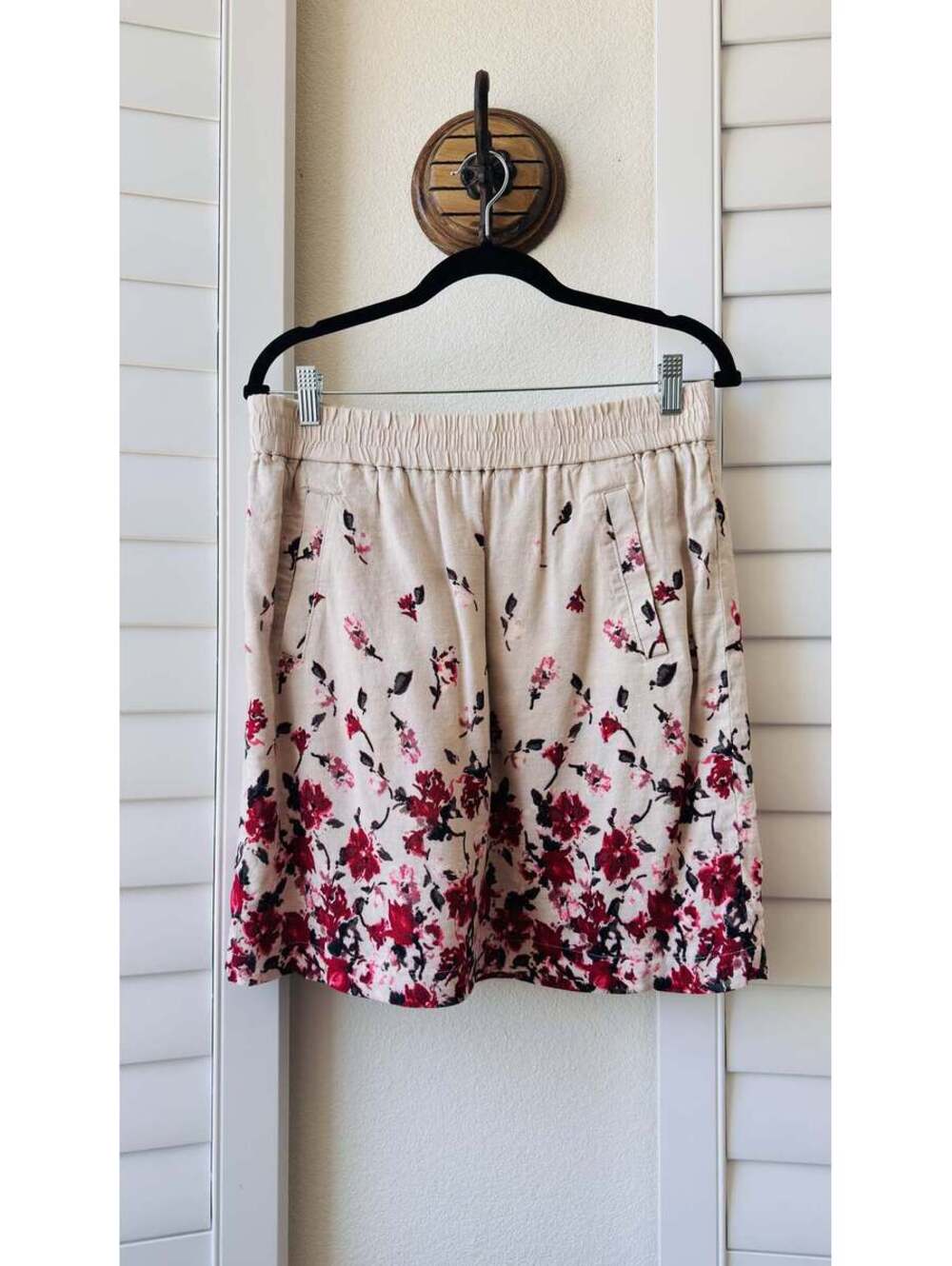 Ann Taylor LOFT Floral Linen Blend Pull-On Skirt - Size M
